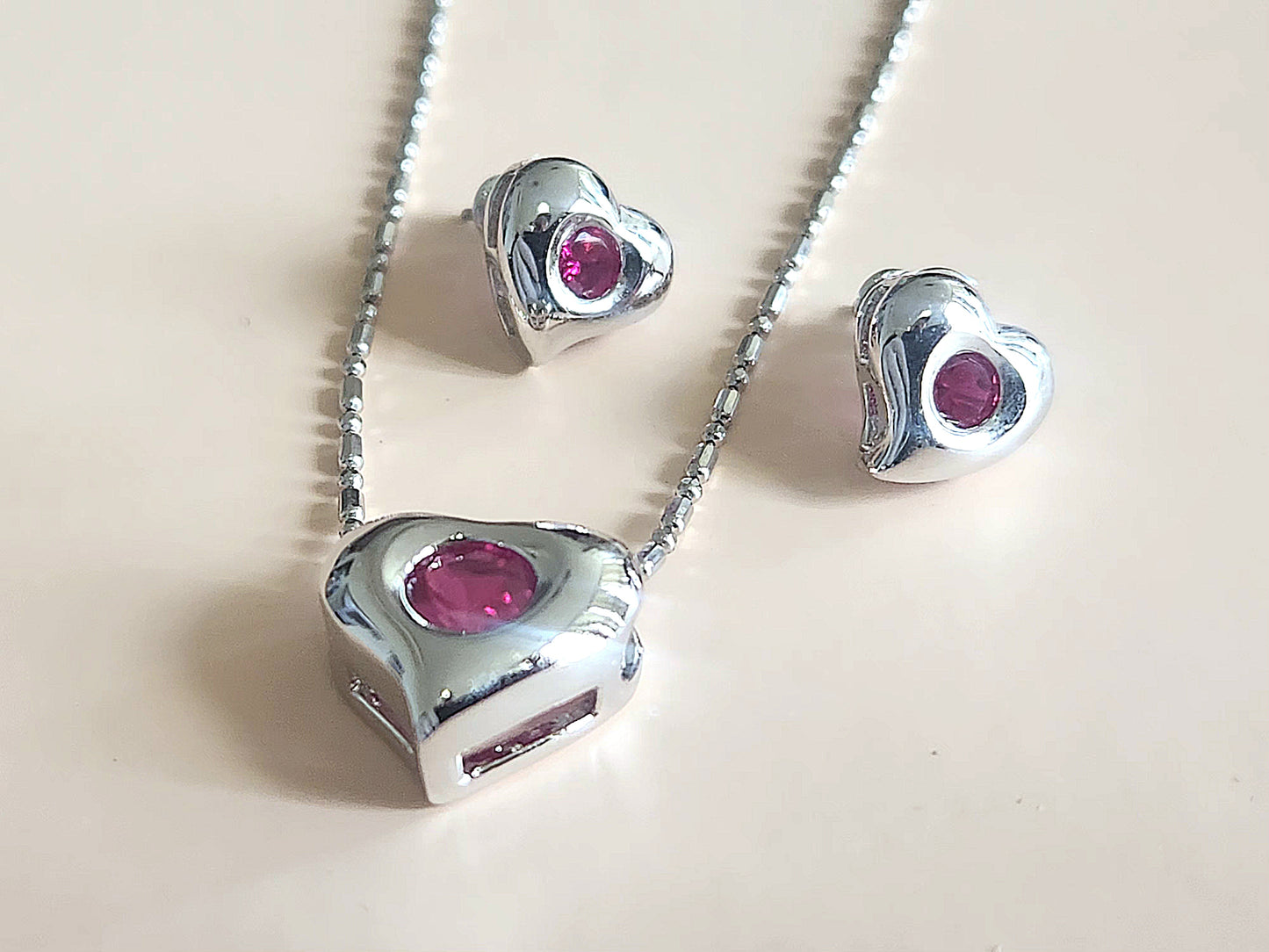 925 sterling silver pendant and earrings HEART set