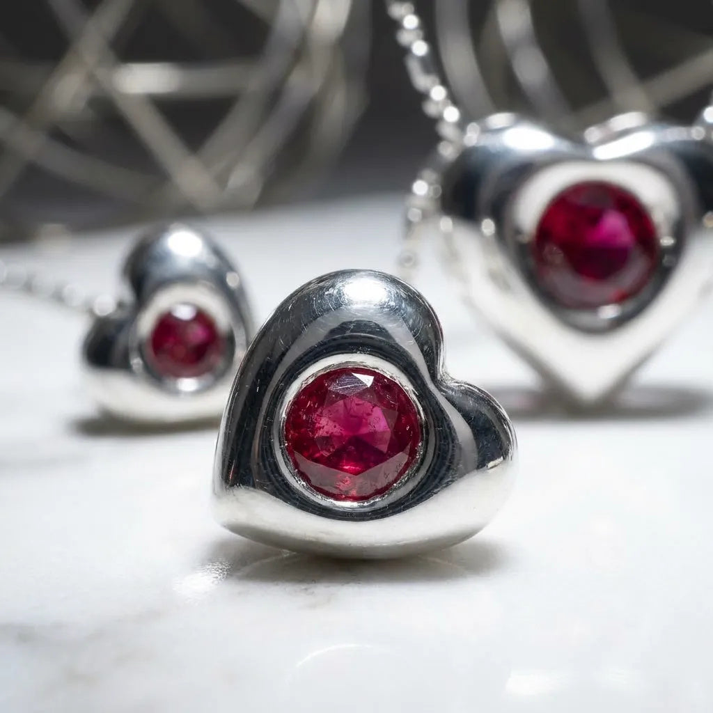 925 sterling silver pendant and earrings HEART set
