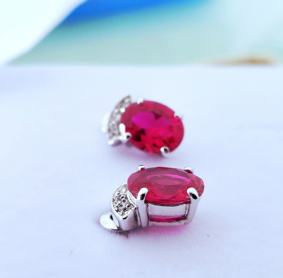 Ruby Bloom - Earrings & Pendent set in 92.5 Sterling Silver.