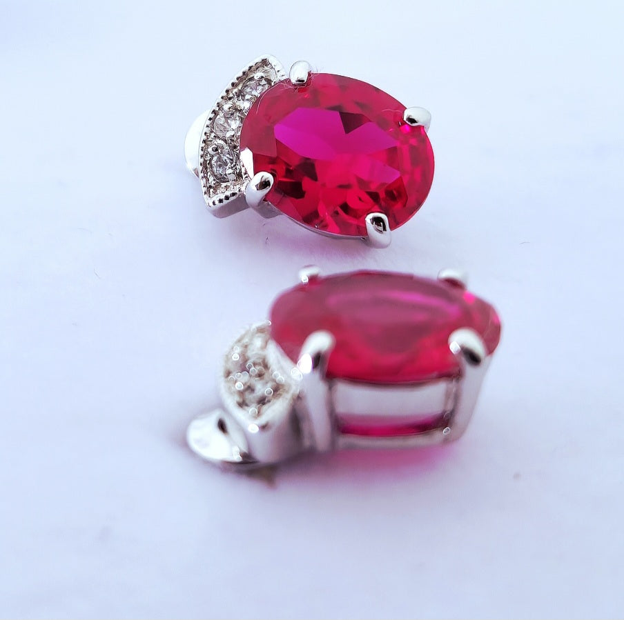 Ruby Bloom - Earrings & Pendent set in 92.5 Sterling Silver.
