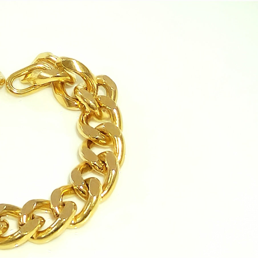 Solar Gleam - 24k light weight pure gold filled chunky Cuban XL Unisex BRACELET