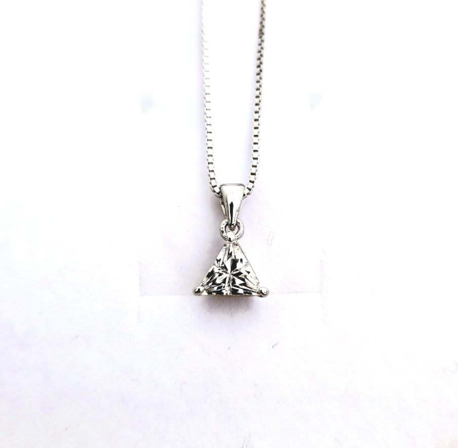 925 Sterling silver earrings and pendant set with trillion cut stone in 3 prong setting