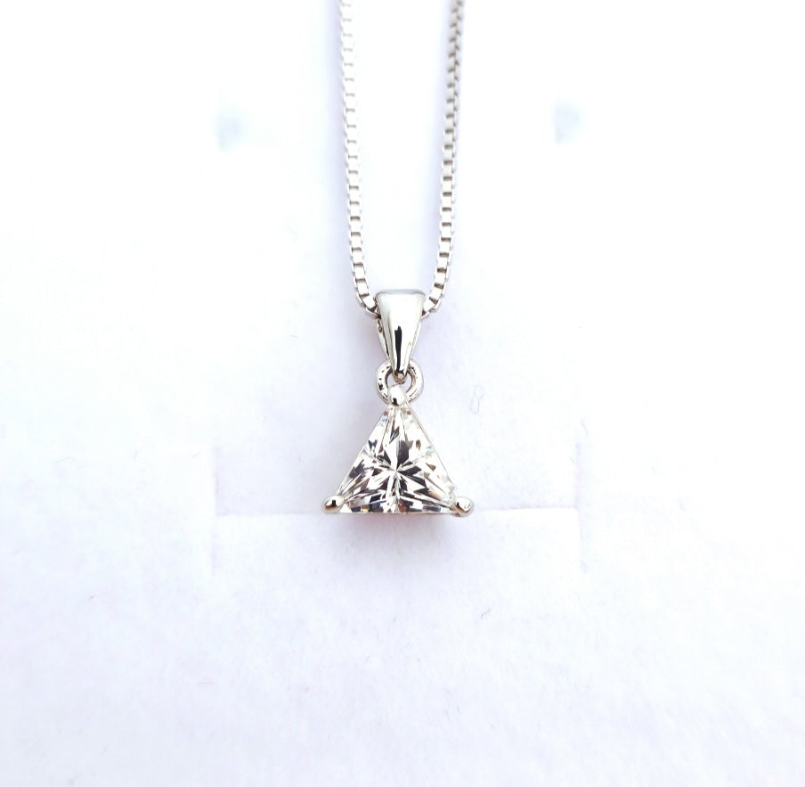 925 Sterling silver earrings and pendant set with trillion cut stone in 3 prong setting