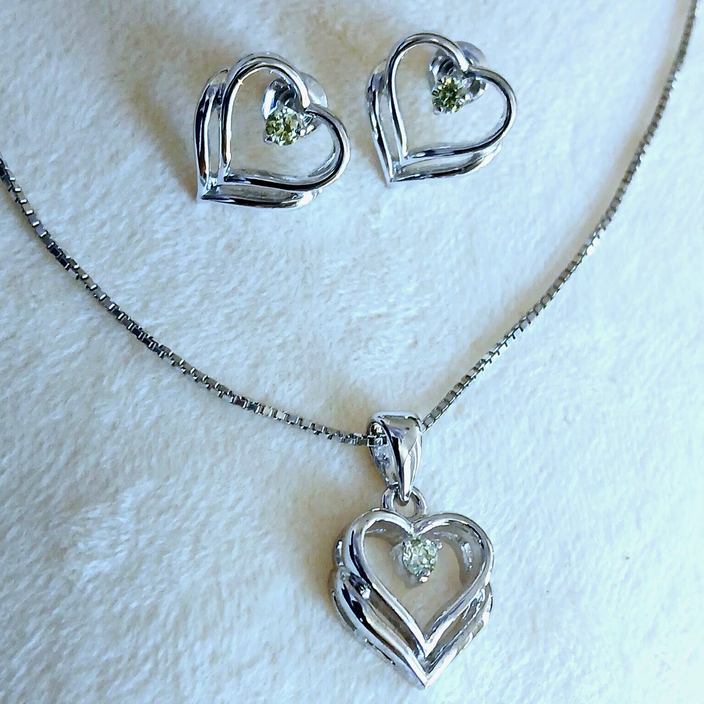 925 Sterling Silver Heart Jewelry Set with High Lustre Finish