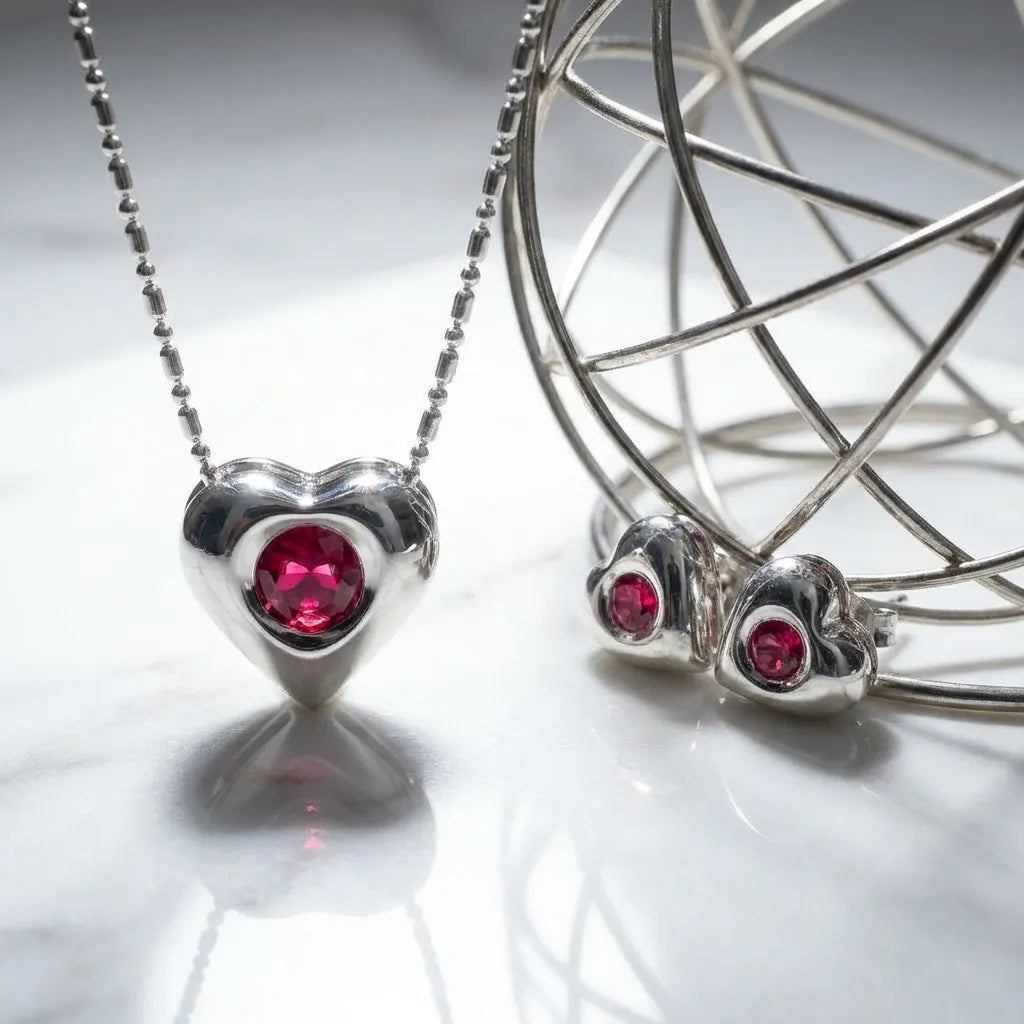 925 sterling silver pendant and earrings HEART set